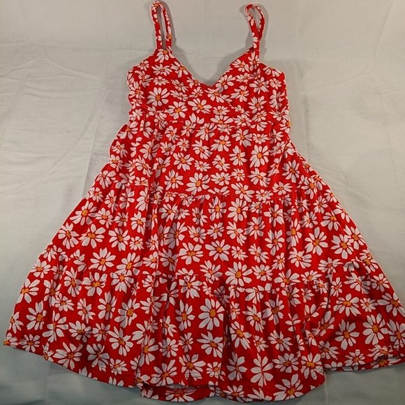 Hollister Red Daisy Sundress Ruffle Dress Sleeveless Floral Flower Women Small S - Picture 1 of 12